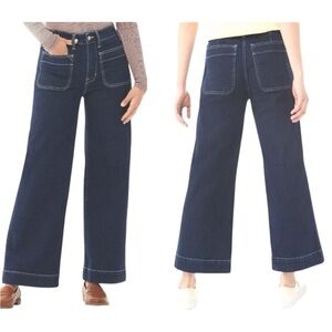 Free Assembly Retro Flare Wide Leg Dark Wash Patch Pocket Jeans Size 12